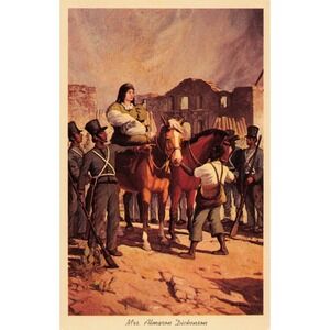 Vintage Postcard Mrs Almaron Dickenson Leaving The Alamo San Antonio Texas VG+